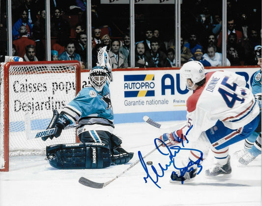Autographed Montreal Canadiens Gilbert Dionne 8x10 Photo #3 w Inscription 93 Cup