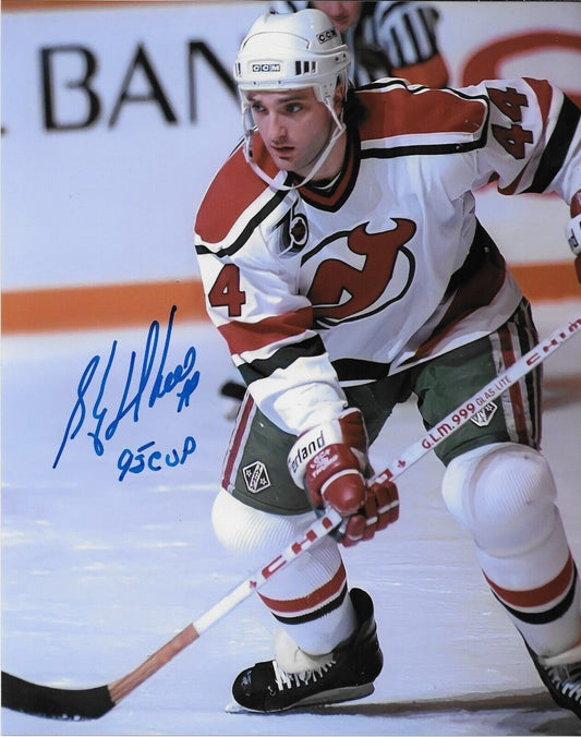 Auto. New Jersey Devils Stephane Richer 8x10 Photo #10 with Inscription 95 Cup