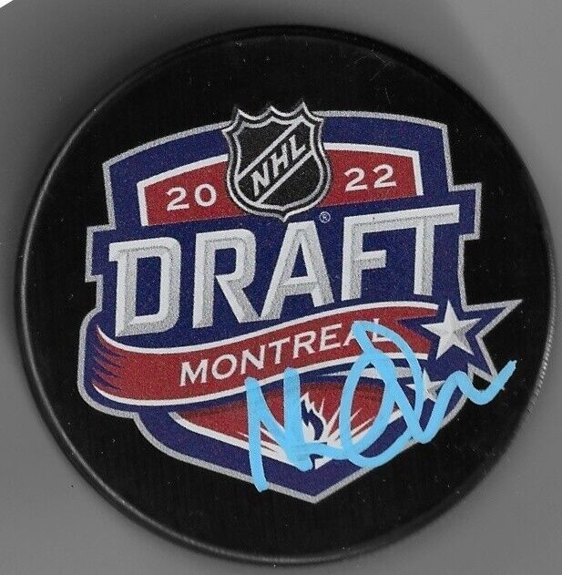 Autographed Buffalo Sabres Noah Ostlund 2022 NHL Draft Puck Original