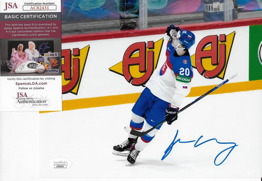 Auto Team Slovakia Juraj Slafkovsky 2022 NHL Draft 8x10 Ph. w JSA Authentication
