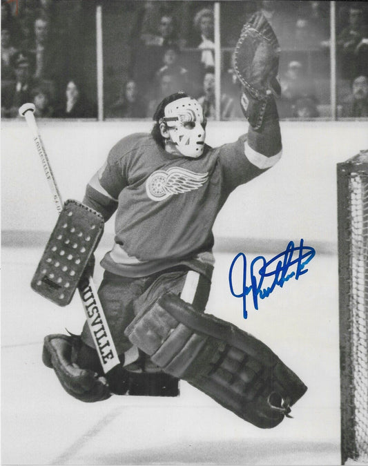 Autographed Detroit Red Wings Jim Rutherford Hall of Famer 8x10 Photo Original