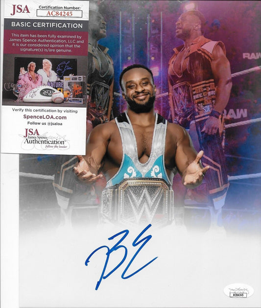 Photo autographiée de catch Big E WWE 8x10 #5 Original avec authentification JSA