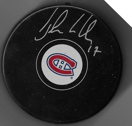 Autographed Montreal Canadiens John Leclair Hockey Puck Original
