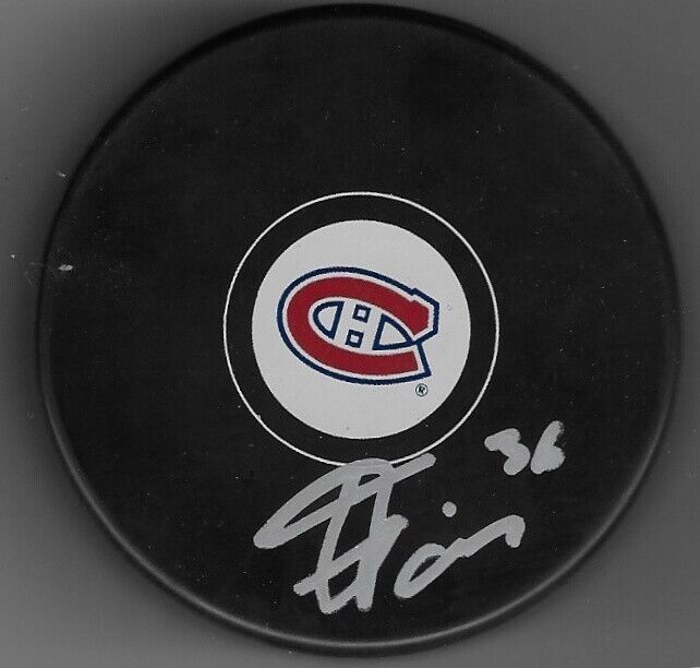 Autographed Montreal Canadiens Gianni Fairbrother Hockey Puck Original