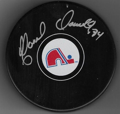Rondelle de hockey autographiée par Gord Donnelly des Nordiques de Québec