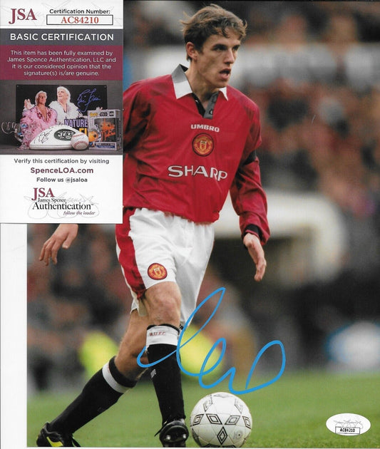 Photo autographiée de Phil Neville Manchester United 8x10 avec authentification JSA