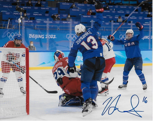 Autographed Hayley Scamurra Team USA Womens Hockey Olympics 8x10 Ph. #3 Original