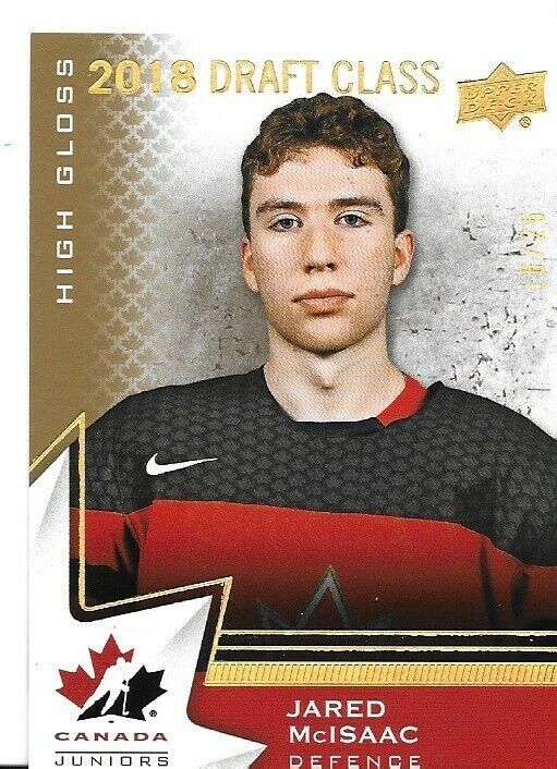 Jared McIsaac, joueur junior de l'équipe Upper Deck du Canada en 2020, classe 16/25, repêchage 2018