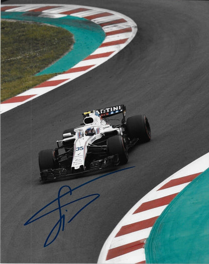 Photo 8x10 autographiée du pilote de Formule 1 Williams Sergey Sirotkin #4 Original