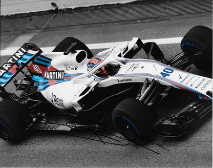 Photo 8x10 autographiée du pilote de Formule 1 Williams Robert Kubica n°8 originale