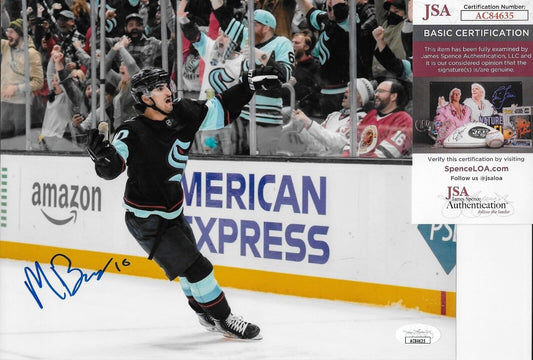 Autographed Seattle Kraken Matty Beniers 8x10 Photo #2 with JSA Authentication
