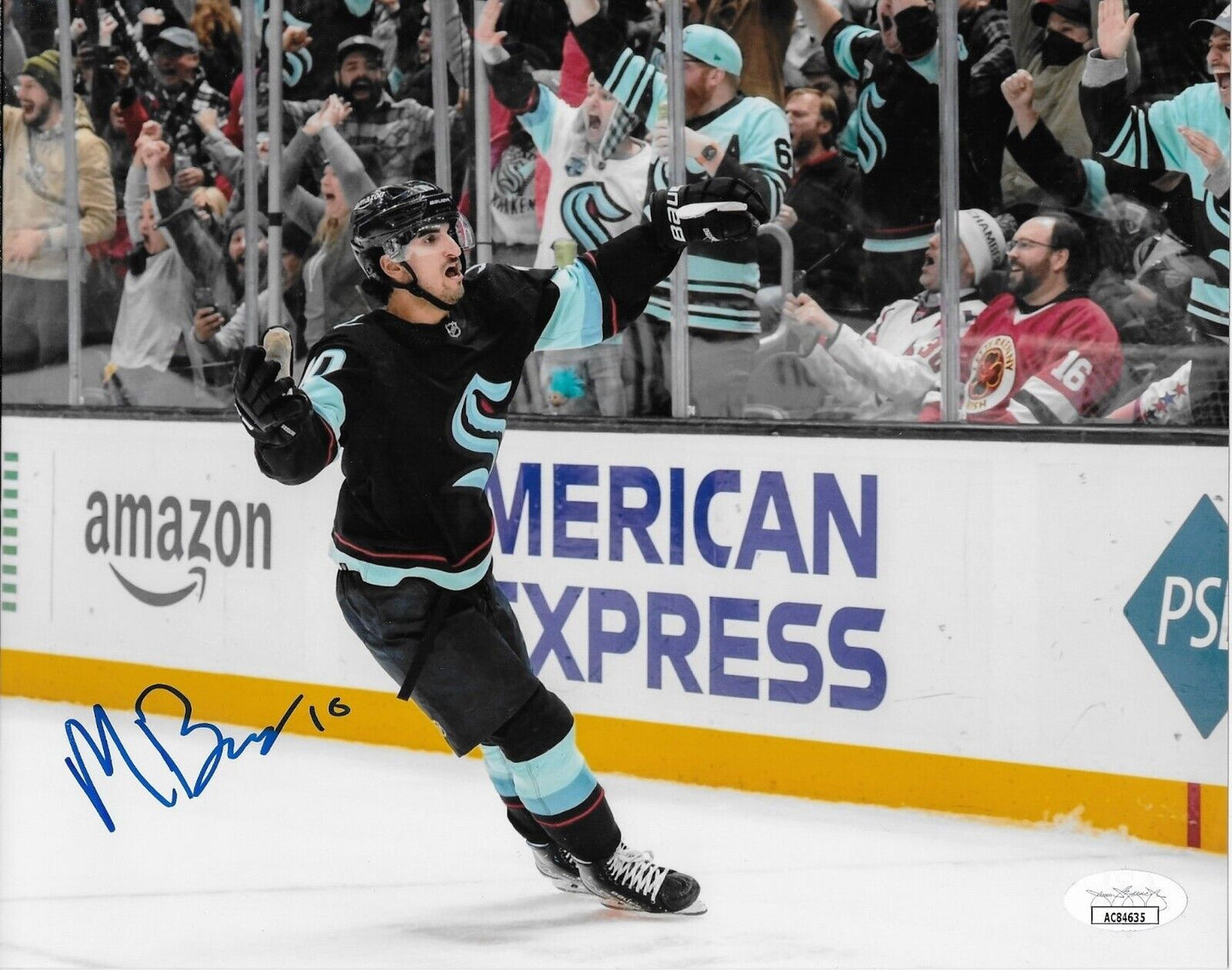 Autographed Seattle Kraken Matty Beniers 8x10 Photo #2 with JSA Authentication