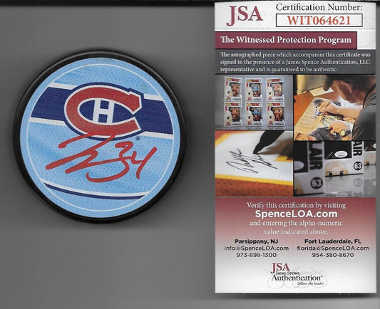 Auto. Montreal Canadiens Jake Allen Hockey Puck 3 Original Private Signing w JSA