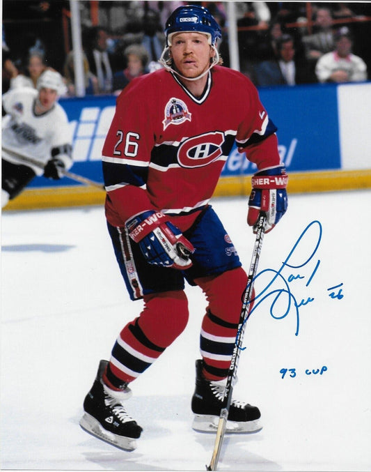 Autographed Montreal Canadiens Gary Leeman 8x10 Photo #2 with Inscription 93 Cup