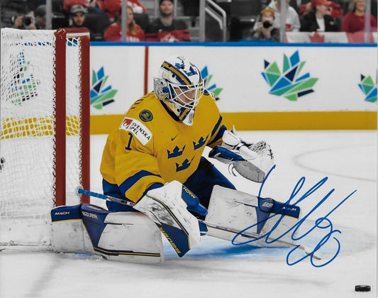 Autographed Team Sweden Jesper Wallstedt Minnesota Wild 8x10 Photo Original