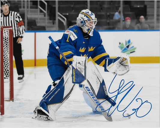 Autographed Team Sweden Jesper Wallstedt Minnesota Wild 8x10 Photo #2 Original