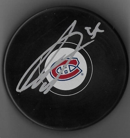 Rondelle de hockey originale autographiée des Canadiens de Montréal Mattias Norlinder