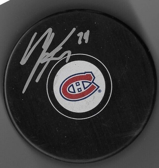 Autographed Montreal Canadiens Madison Bowey Hockey Puck Original