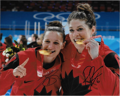 Auto. Jill Saulnier Rebecca Johnston Team Canada Womens Hockey Olympics 8x10 Ph.