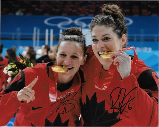 Auto. Jill Saulnier Rebecca Johnston Team Canada Womens Hockey Olympics 8x10 Ph.