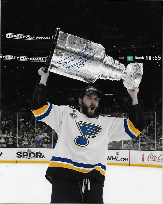 Autographed St. Louis Blues Joel Edmundson Stanley Cup 8x10 Photo Original