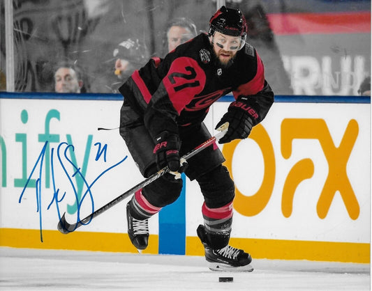 Photo originale autographiée de Derek Stepan des Hurricanes de la Caroline 8x10