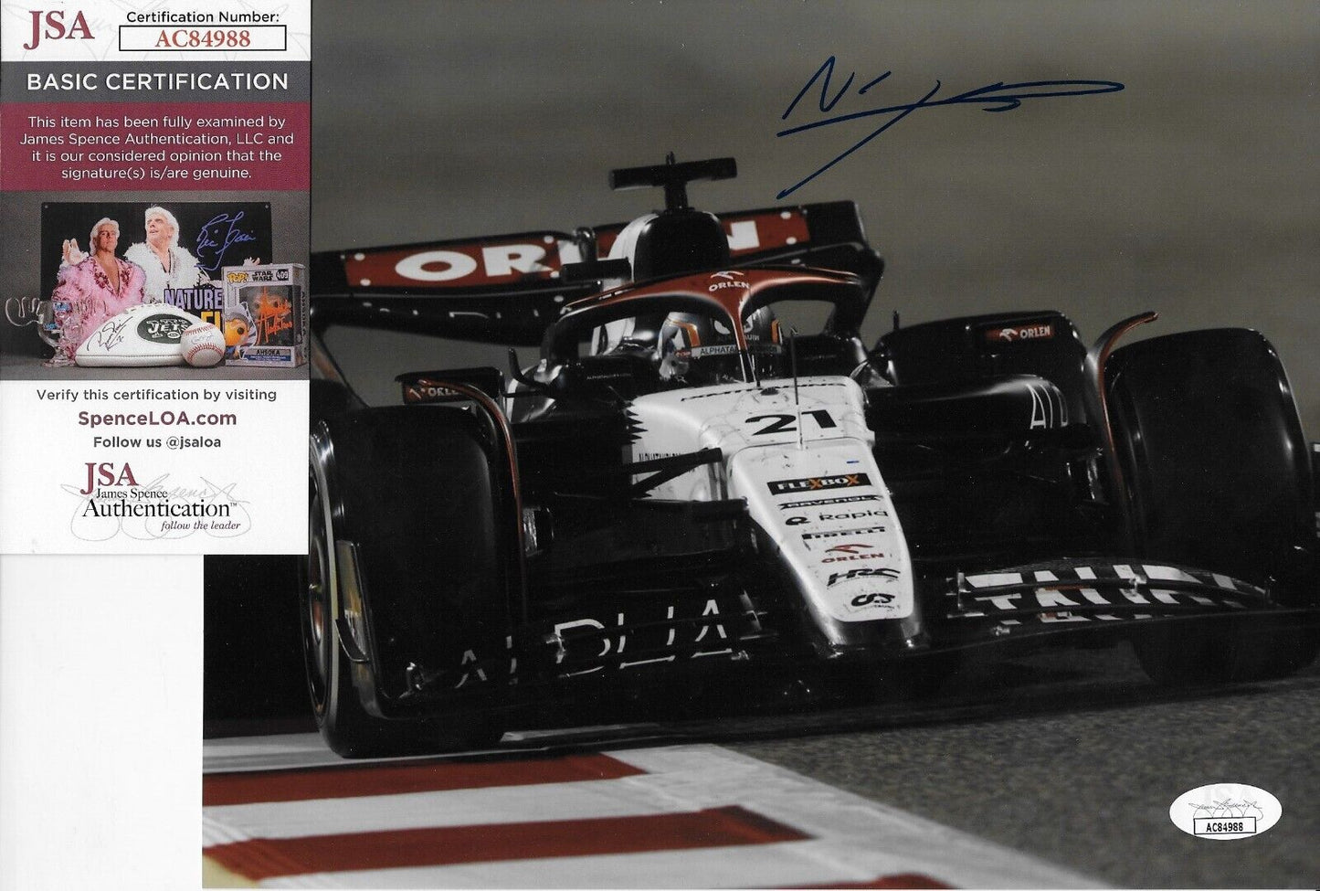 Formule 1 dédicacée Alpha Tauri Nyck De Vries 8x10 Photo 3 2023 Original avec JSA
