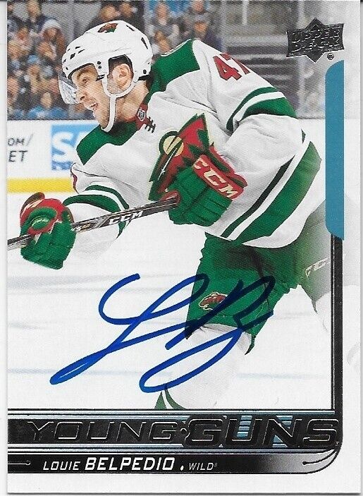 Autographed 2018-19 UD Minnesota Wild Young Guns Louie Belpedio Rookie Card
