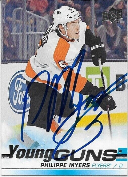 Autographed 19-20 Upper Deck Philadelphia Flyers Young Guns Philippe Myers Card