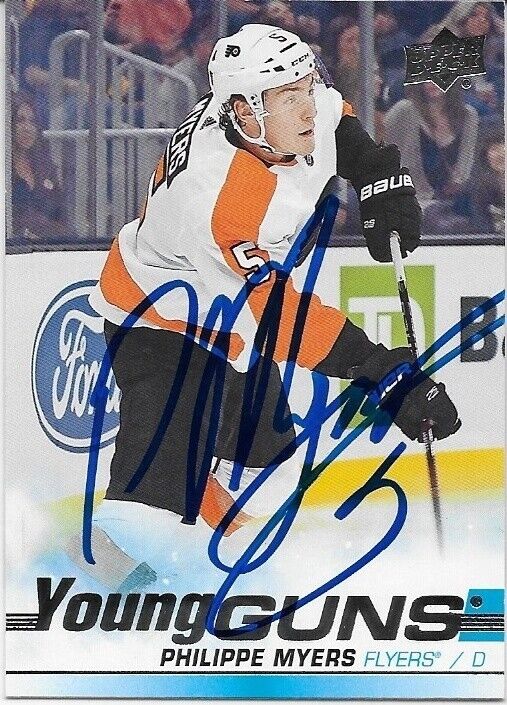 Autographed 19-20 Upper Deck Philadelphia Flyers Young Guns Philippe Myers Card