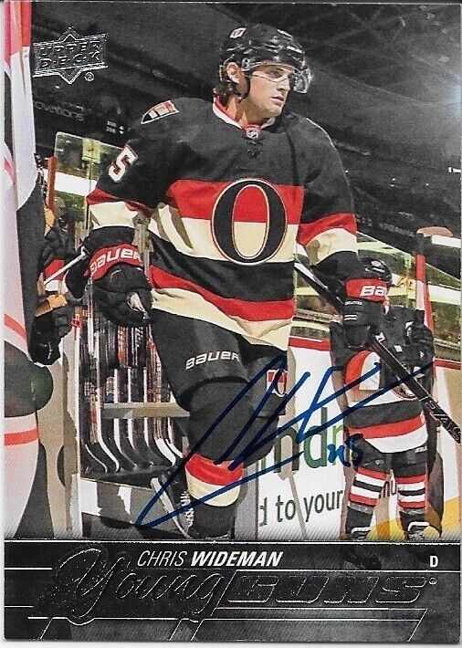 Autographed 15-16 Upper Deck Ottawa Senators Young Guns Chris Wideman Rookie Crd