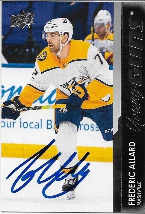 Signed Frederic Allard Young Guns 2019-20 UD Nashville Predators Rookie Card