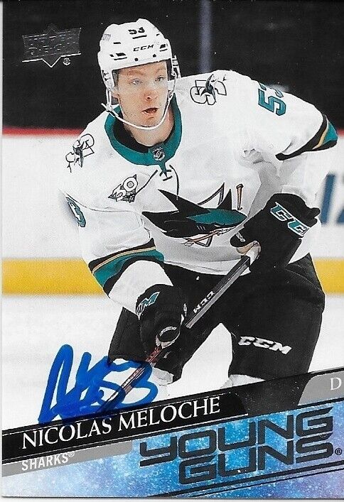 Autographed 20-21 UD San Jose Sharks Young Guns Nicolas Meloche Rookie Card