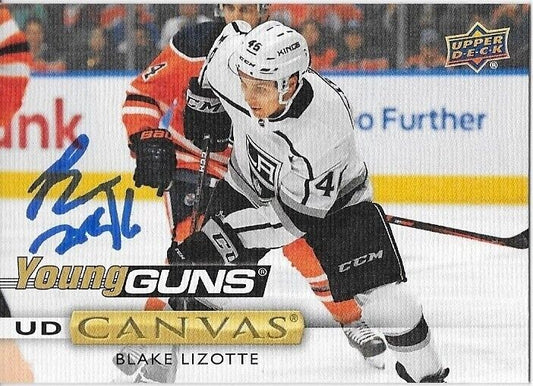 Autographed 2019-20 UD Los Angeles Kings Young Guns Canvas Blake Lizotte Card