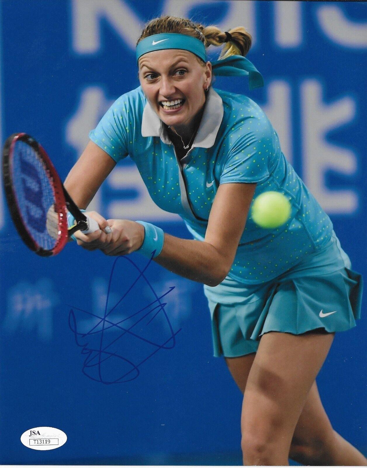 Photo de tennis autographiée Petra Kvitova 8x10 #3 avec authentification JSA originale