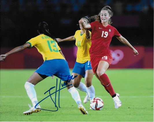 Signed Jordyn Huitema Team Canada Soccer Gold 2020 Tokyo Olympics 8x10 Photo #1