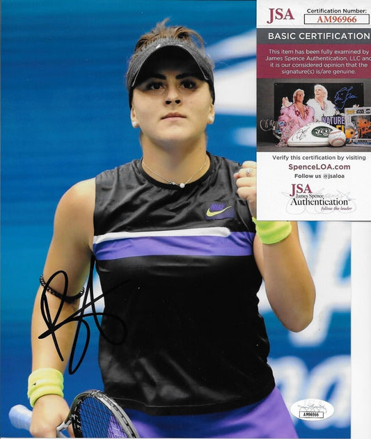 Photo autographiée de Bianca Andreescu 2019 US Open Tennis 8x10 4 Authentification JSA
