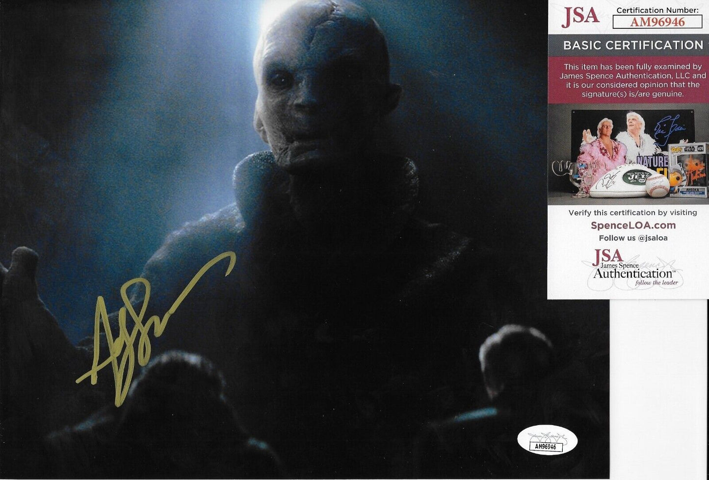 Photo 8x10 autographiée par Andy Serkis #7 Star Wars avec authentification JSA