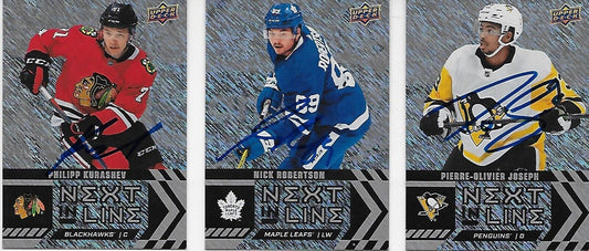 Autographed 20/21 UD Overtime Next in Line 3 Card Lot Kurashev Robertson Joseph