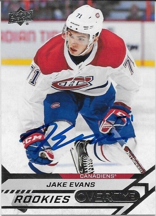 Autographed 20/21 UD Overtime Hockey Jake Evans Montreal Canadiens Rookie Card