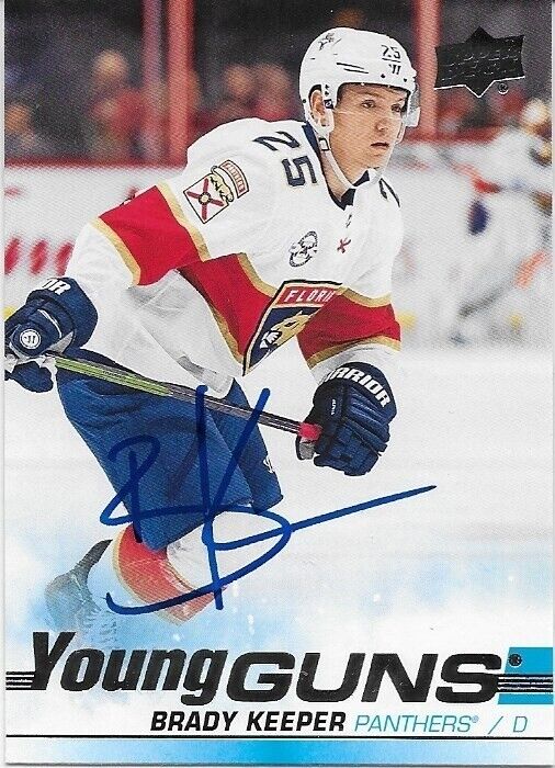 Autographed 2019-20 UD Florida Panthers Young Guns Brady Keeper Rookie Card