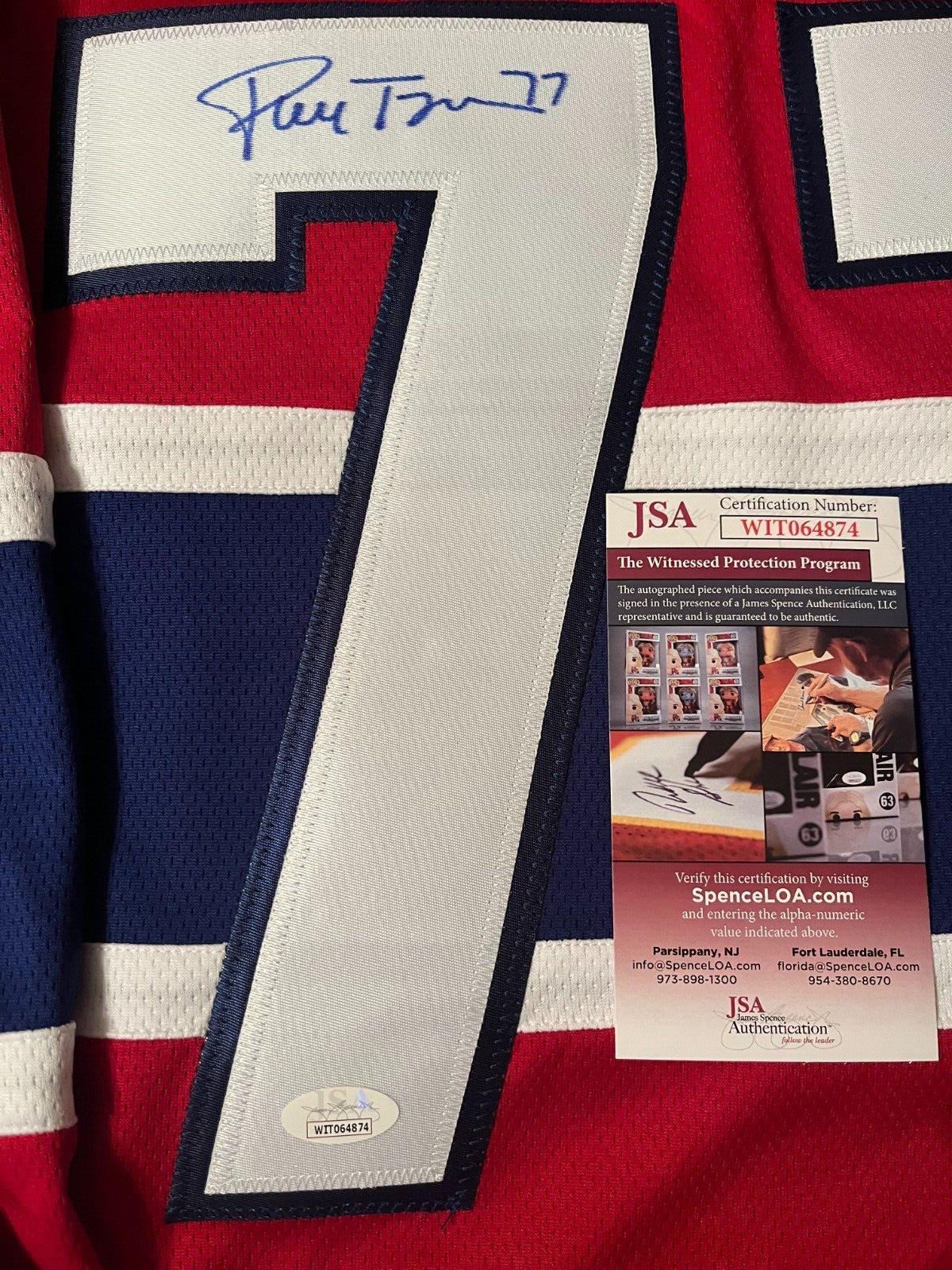 Autographed Fanatics Montreal Canadiens HOF  Pierre Turgeon Jersey JSA 2 Inscrip