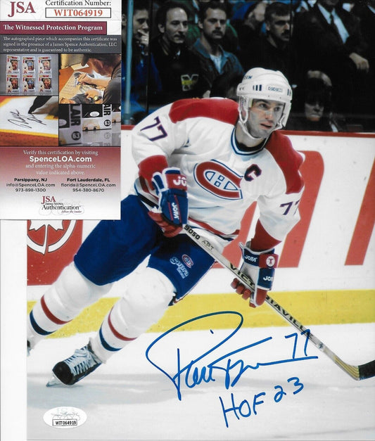 Signed Pierre Turgeon Montreal Canadiens 8x10 Photo #7 Inscribed w HOF 23 w JSA