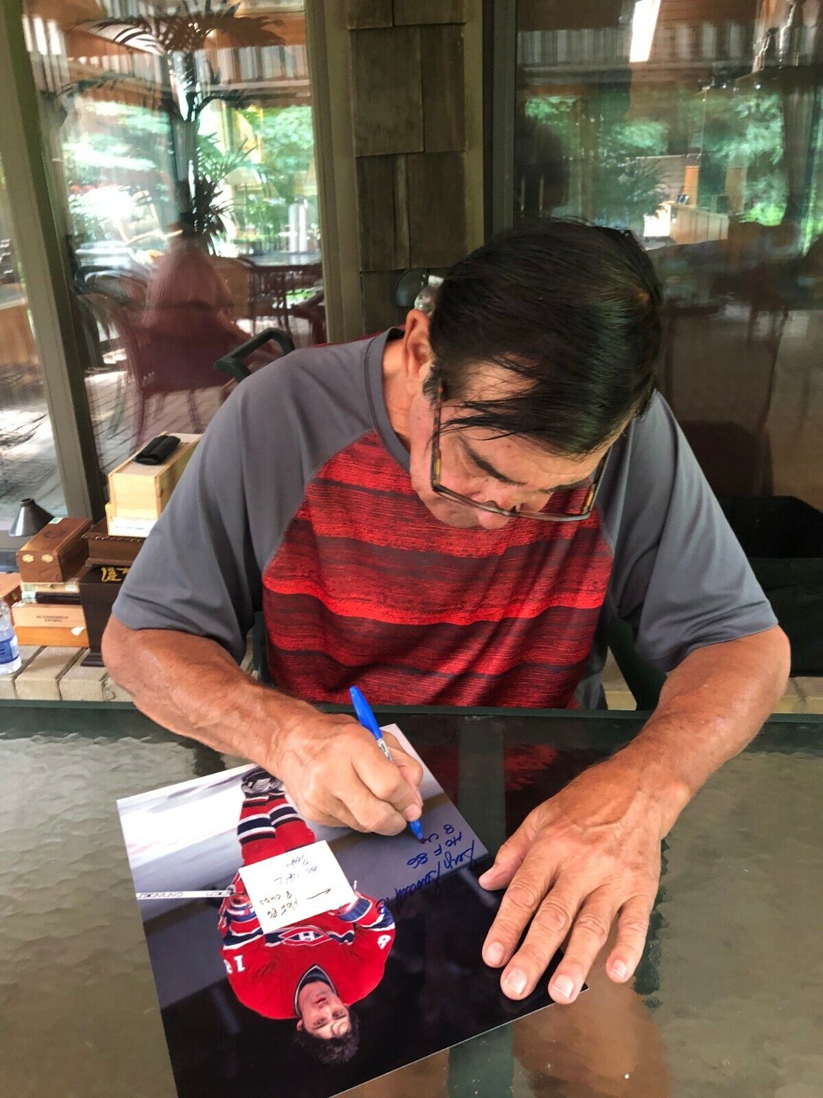 Autographed Montreal Canadiens Hall of Famer Serge Savard Puck Inscribed 8 Cups