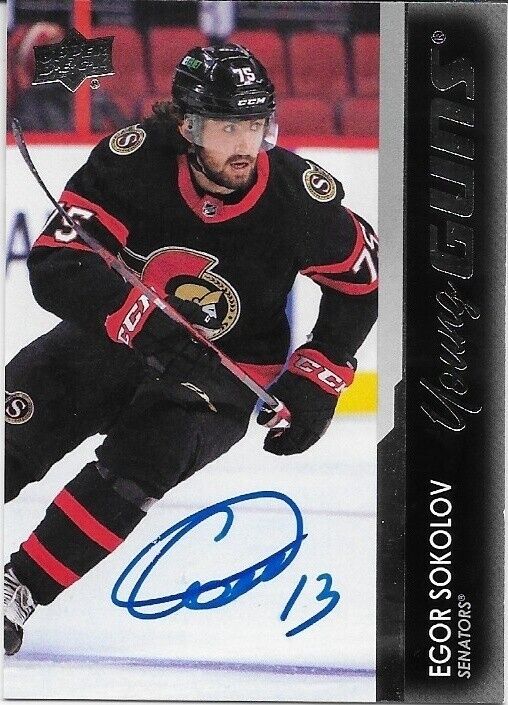 Autographed 21-22 Upper Deck Ottawa Senators Young Guns Egor Sokolov Rookie Card