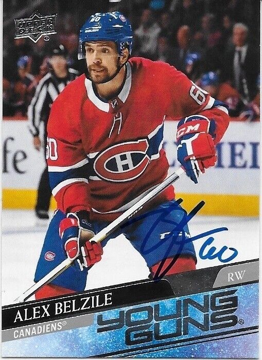 Autographed 2020-21 UD Montreal Canadiens Young Guns Alex Belzile Rookie Card