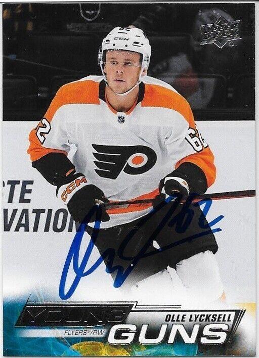 Autographed 22-23 UD Philadelphia Flyers Young Guns Olle Lycksell Rookie Card