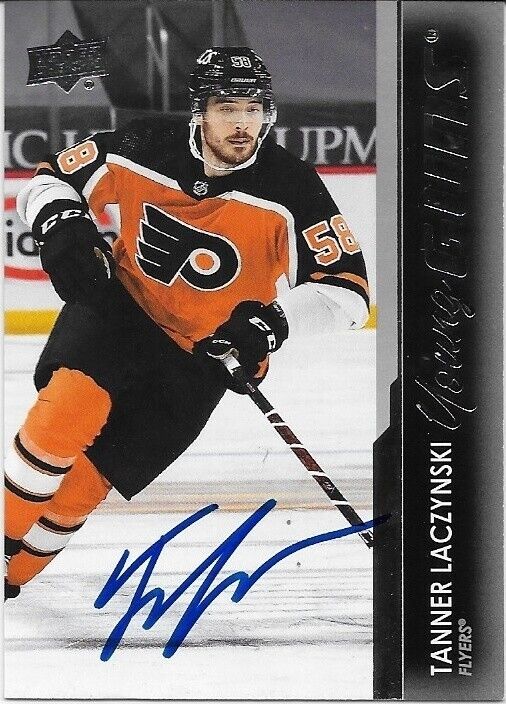 Autographed 21-22 UD Philadelphia Flyers Young Guns Tanner Laczynski Rookie Card
