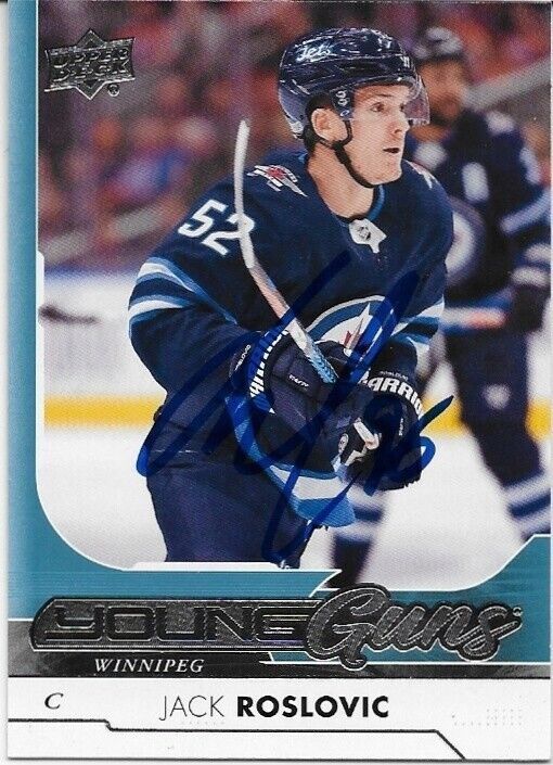 Autographed 2017-18 UD Winnipeg Jets Jack Roslovic Young Guns Rookie Card