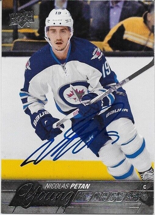 Autographed 2019-20 UD Winnipeg Jets Nicolas Petan Young Guns Rookie Card